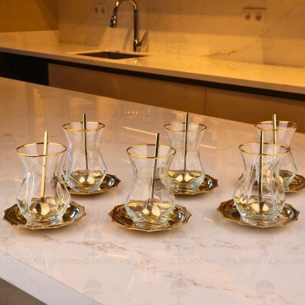 TİAMO DİAMOND GOLD 6 KİŞİLİK 18 PARÇA ÇAY SET