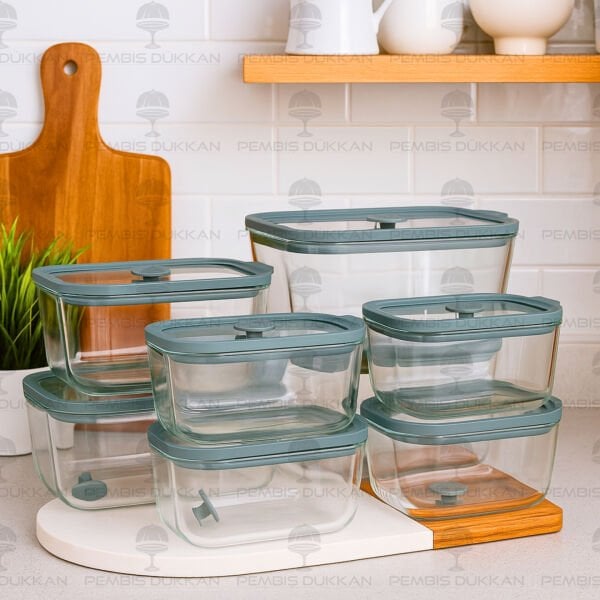 GRİ 800ML SİLİKON VAKUMLU, CAM SAKLAMA KABI (3H02G)