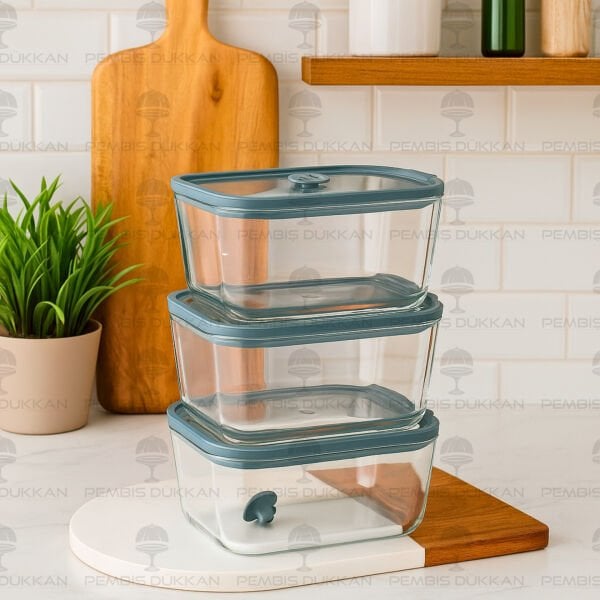 GRİ 800ML SİLİKON VAKUMLU, CAM SAKLAMA KABI (3H02G)