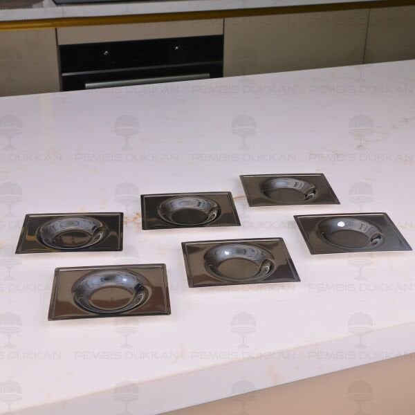 TİAMO OSLO SADE 6LI ÇELİK ÇAY TABAK