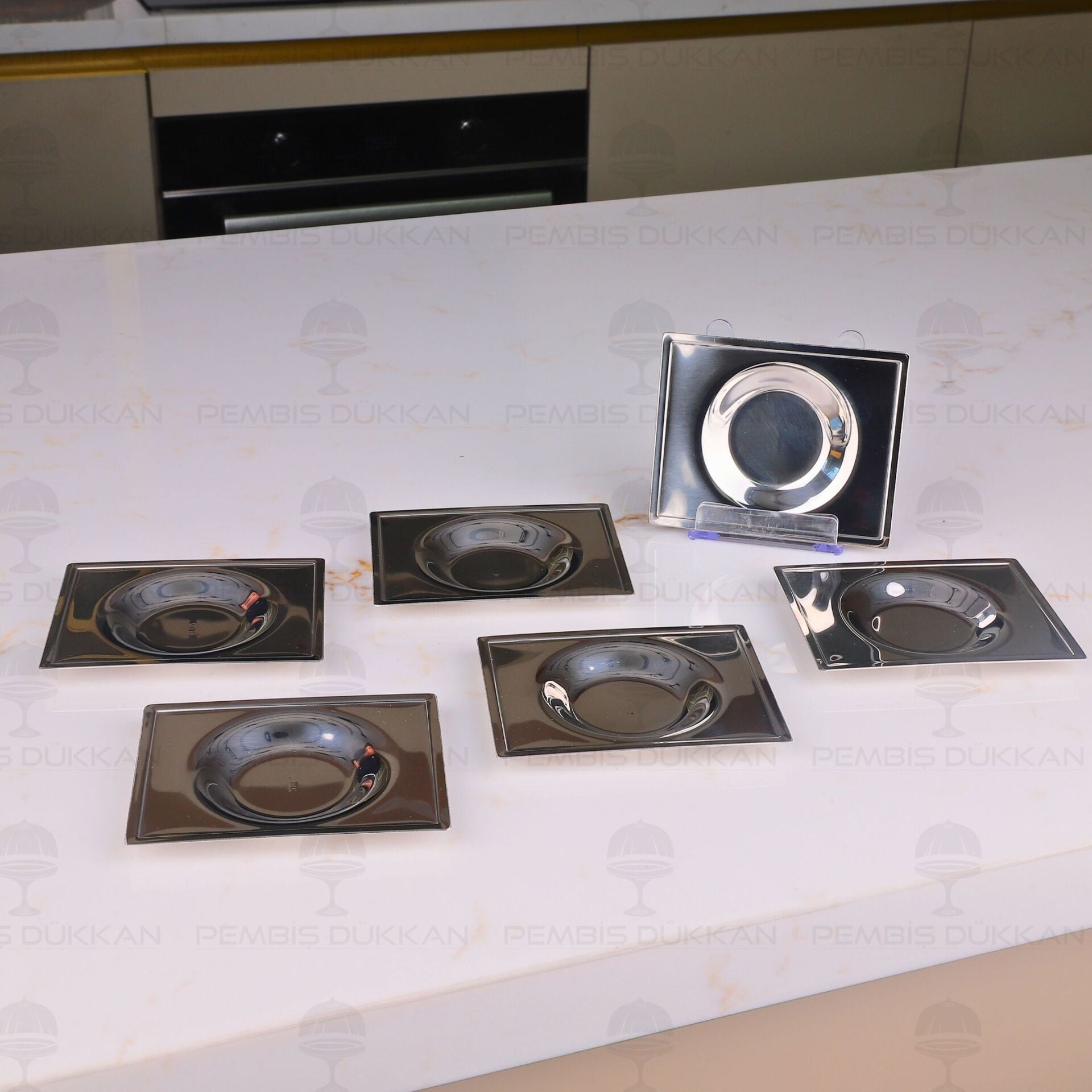 TİAMO OSLO SADE 6LI ÇELİK ÇAY TABAK