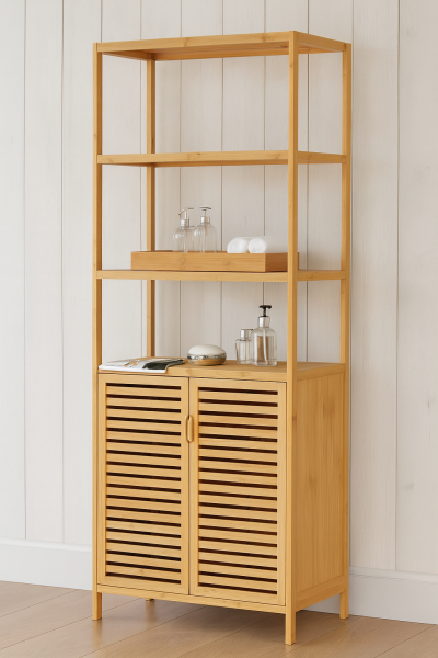 Bambu Çok Amaçlı 3 Raflı, Çok Amaçlı Bohem Dolap (0124)