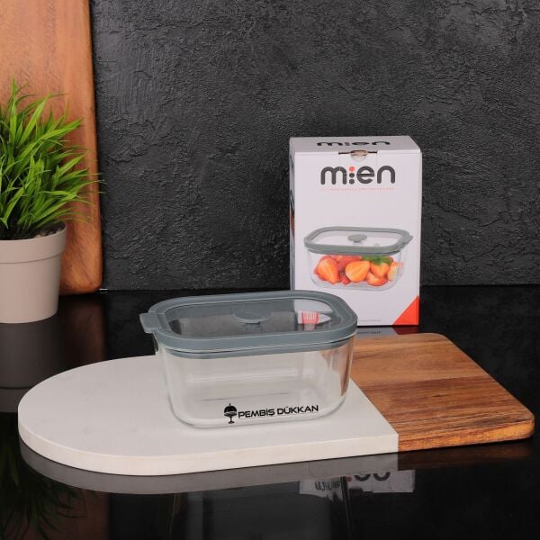 1 ADET MN SİLİKON VAKUM KAPAKLI CAM SAKLAMA KABI GRİ 470 ML (3H01G)