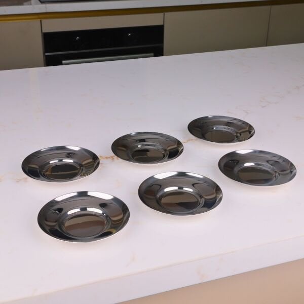 TİAMO RİO SADE 6LI ÇELİK ÇAY TABAK