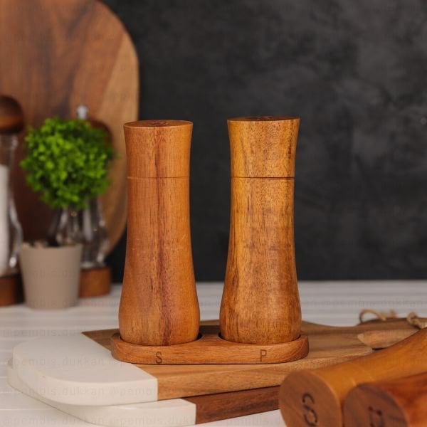 2Lİ AKASYA STANDLI, LARGE TUZLUK & BİBERLİK (7B133)