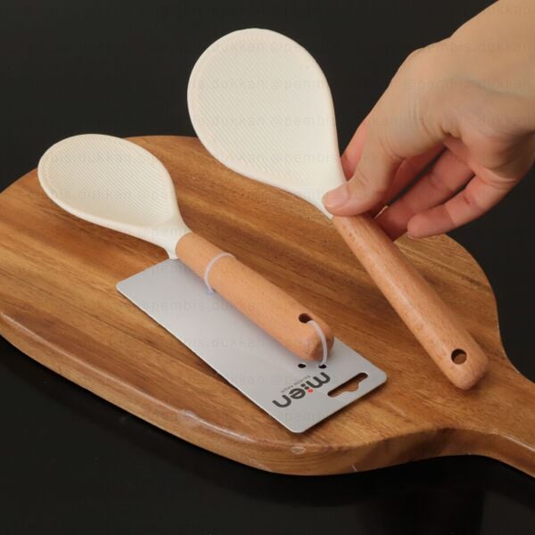 KREM BAMBU SAPLI BOHO SİLİKON KAŞIK (1439)