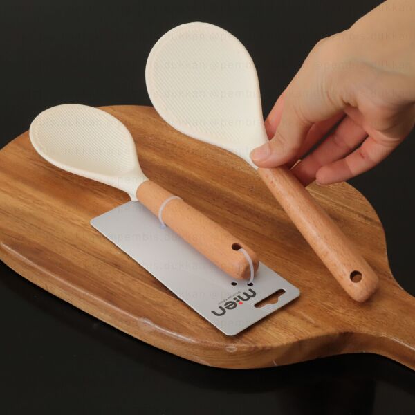 KREM BAMBU SAPLI BOHO SİLİKON KAŞIK (1439)