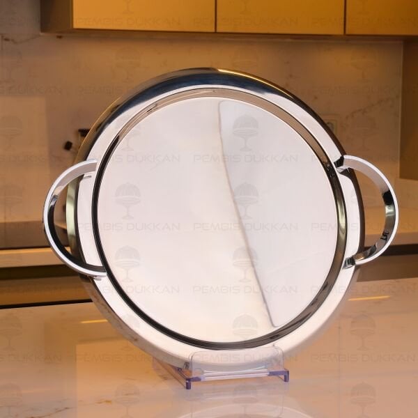 TİAMO CELİNE SADE YUVARLAK ÇELİK KAHVE TEPSİ