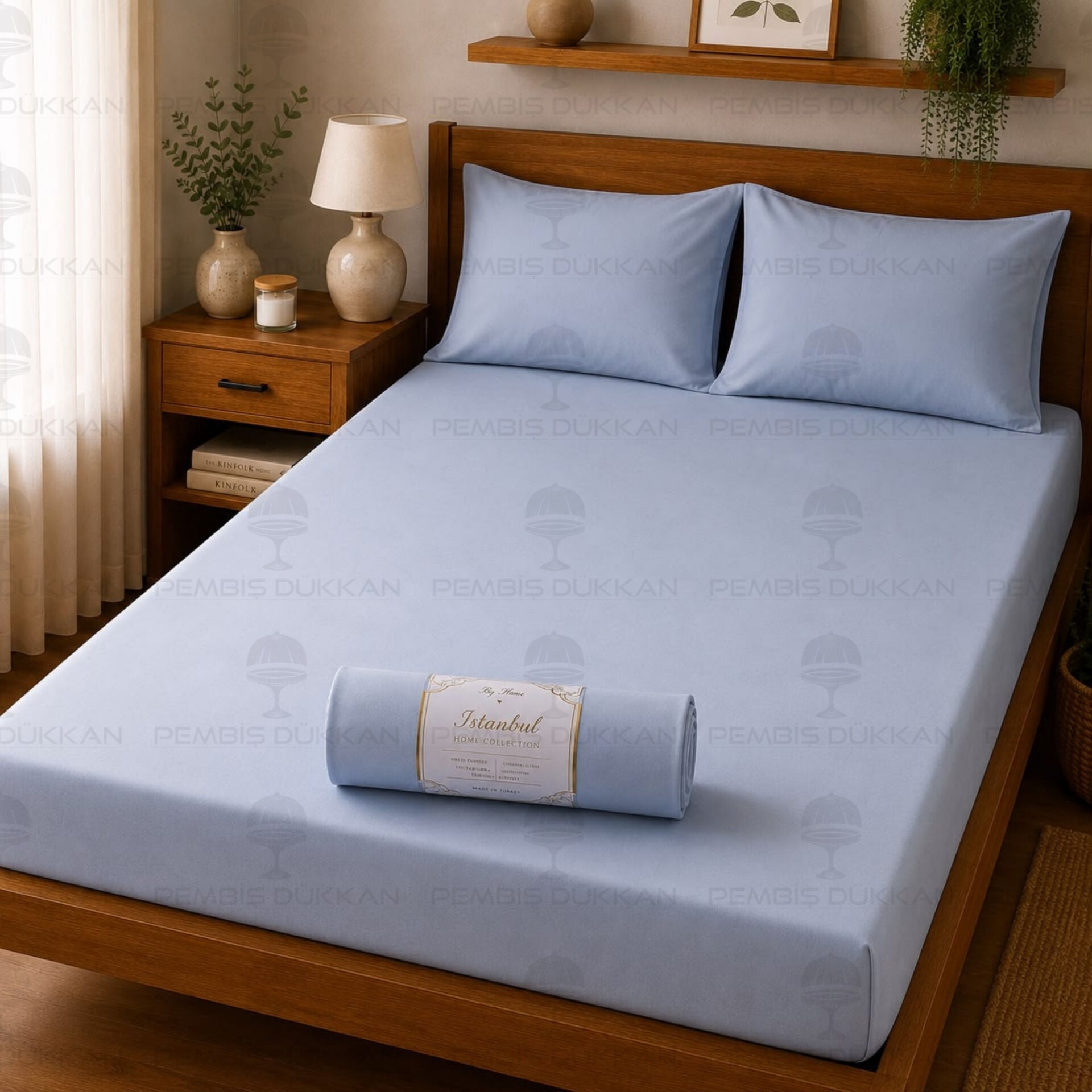 Ranforce Fitted Çarşaf Set 200x200 cm Açık Mavi
