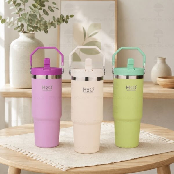 1 ADET H2O 900ML PİPETLİ TERMOS & MATARA  (2060304) (RENK SEÇİNİZ)