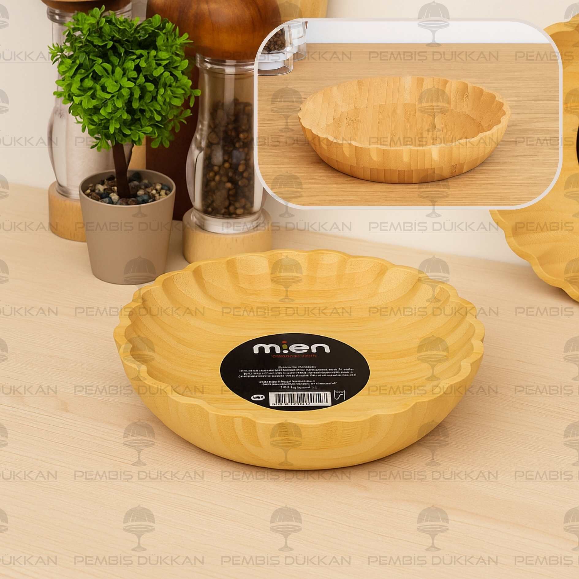 BAMBU TIRTIKLI YUVARLAK DERİN 20CM SALATA & MEZE SERVİS (7B128)