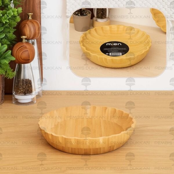 BAMBU TIRTIKLI YUVARLAK DERİN 20CM SALATA & MEZE SERVİS (7B128)