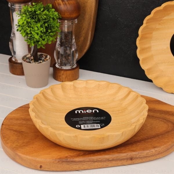 BAMBU TIRTIKLI YUVARLAK DERİN 20CM SALATA & MEZE SERVİS (7B128)