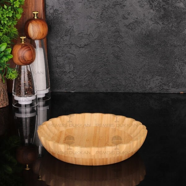 BAMBU TIRTIKLI YUVARLAK DERİN 20CM SALATA & MEZE SERVİS (7B128)