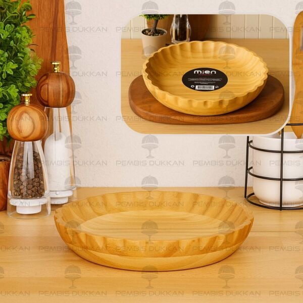 BAMBU TIRTIKLI YUVARLAK DERİN 25CM SALATA & MEZE SERVİS (7B129)