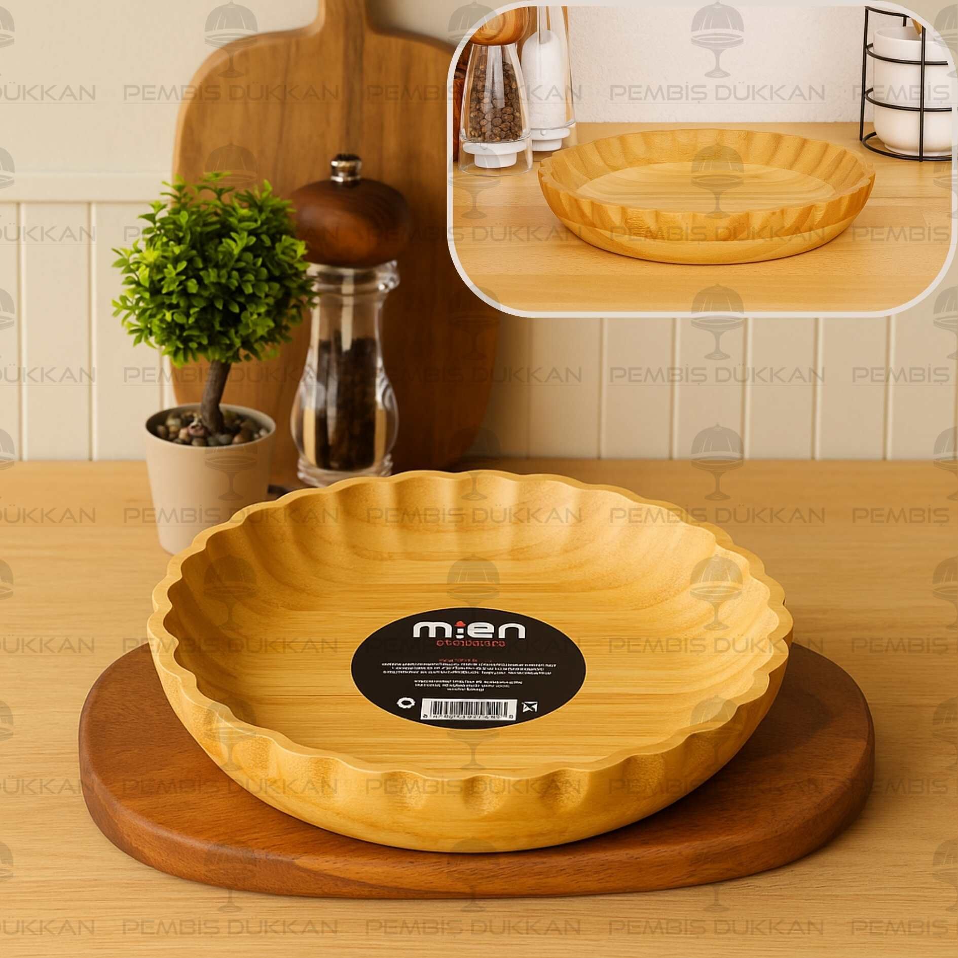 BAMBU TIRTIKLI YUVARLAK DERİN 25CM SALATA & MEZE SERVİS (7B129)