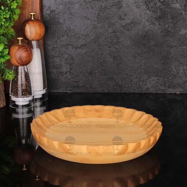 BAMBU TIRTIKLI YUVARLAK DERİN 25CM SALATA & MEZE SERVİS (7B129)
