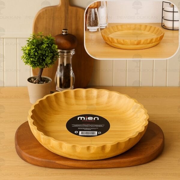 BAMBU TIRTIKLI YUVARLAK DERİN 25CM SALATA & MEZE SERVİS (7B129)