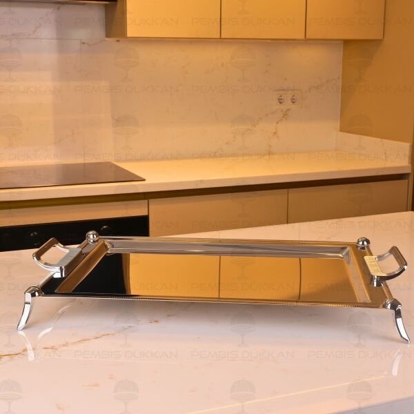 TİAMO MİOS SADE AYAKLI ÇELİK ÇAY TEPSİ