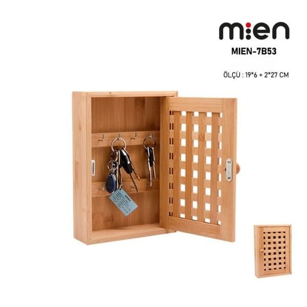 BAMBU DİKDÖRTGEN KAFES ANAHTARLIK (7B53)