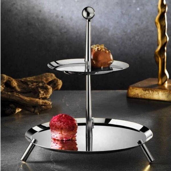 TİAMO MEDİUM SADE AYAKLI 2 KATLI SUNUMLUK