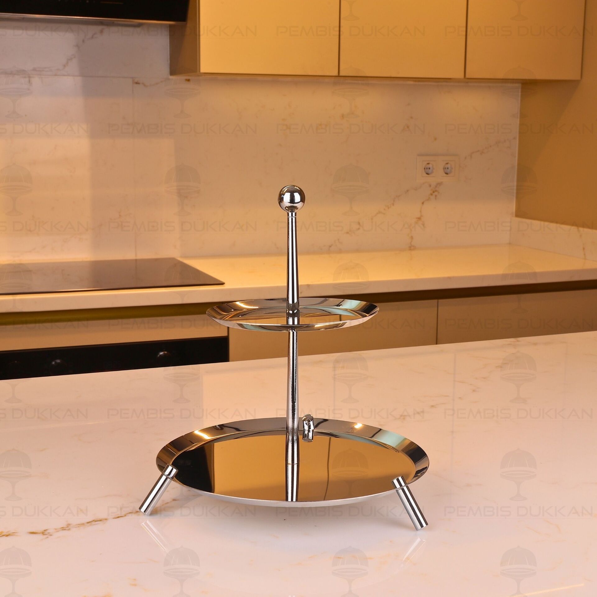 TİAMO MEDİUM SADE AYAKLI 2 KATLI SUNUMLUK