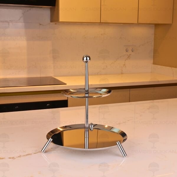 TİAMO MEDİUM SADE AYAKLI 2 KATLI SUNUMLUK