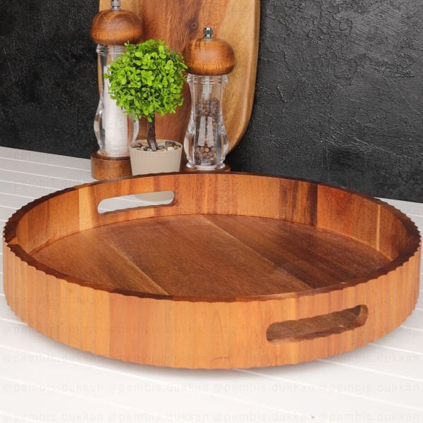 AKASYA 35 CM YUVARLAK KENAR TIRTIKLI TEPSİ (7B146)