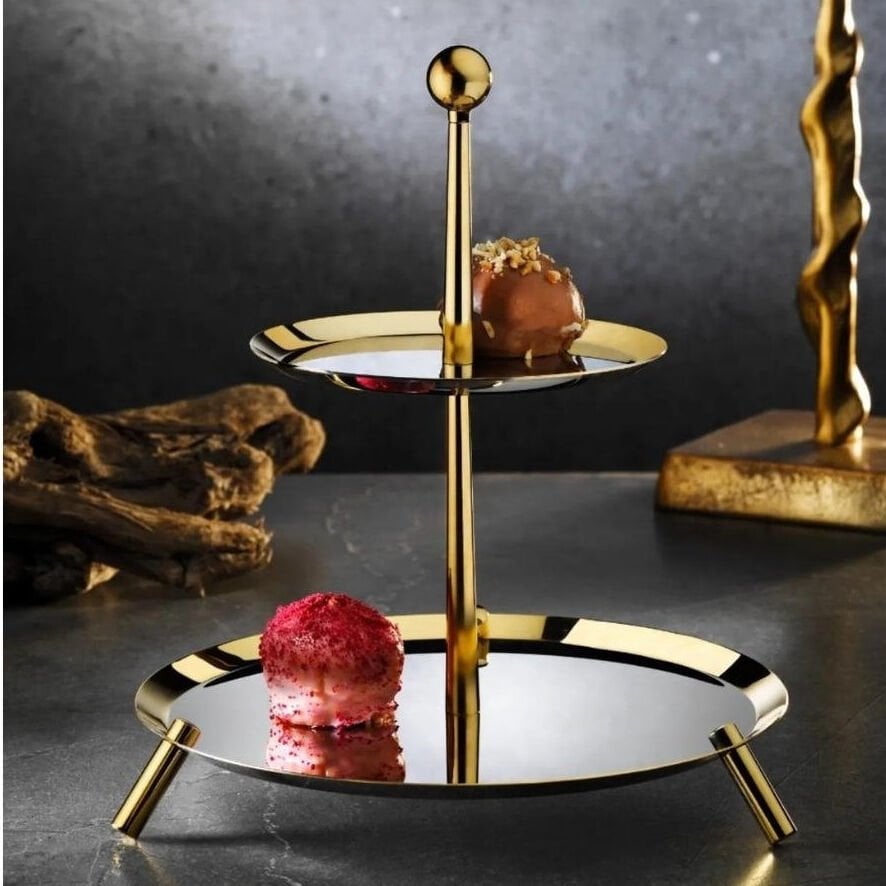 Tiamo Medium Gold Ayaklı 2 Katlı Sunumluk
