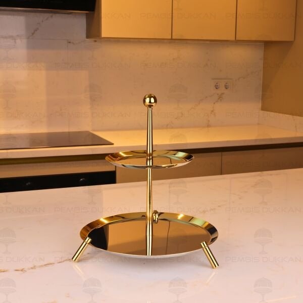 TİAMO MEDİUM GOLD AYAKLI 2 KATLI SUNUMLUK