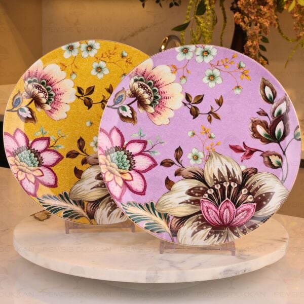 Peony Sarı Lila 2li Servis Tabağı 27cm