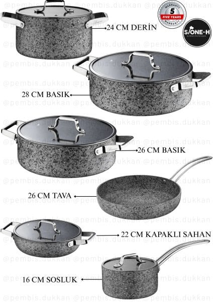 BRİONİ STONE-H TENCERE KOMBİN SET NO 3