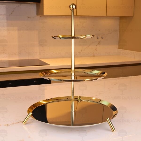TİAMO LARGE GOLD AYAKLI 3 KATLI SUNUMLUK