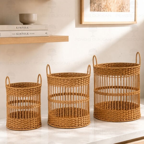 3LÜ SİLİNDİR MODEL RATTAN SEPET (1720)
