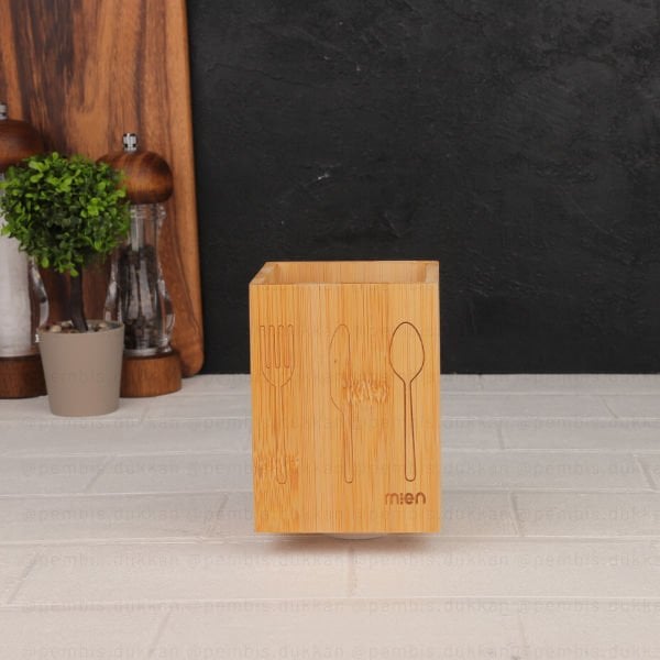 BAMBU KARE KEPÇELİK & KAŞIKLIK - KALEMLİK (990)