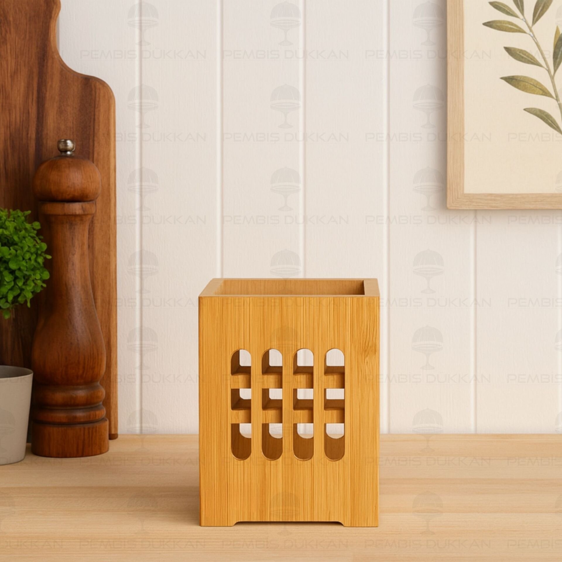 BAMBU KÜÇÜK KEPÇELİK & KAŞIKLIK - KALEMLİK (664)