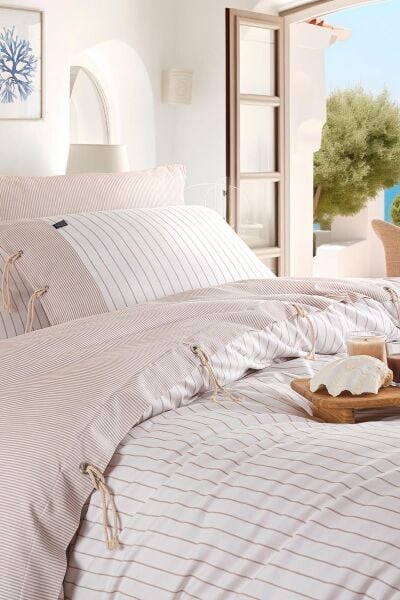 CRUİSE ÇİFT KİŞİLİK İPLİĞİ BOYALI NEVRESİM TAKIMI - BEJ