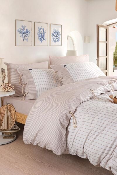 CRUİSE ÇİFT KİŞİLİK İPLİĞİ BOYALI NEVRESİM TAKIMI - BEJ