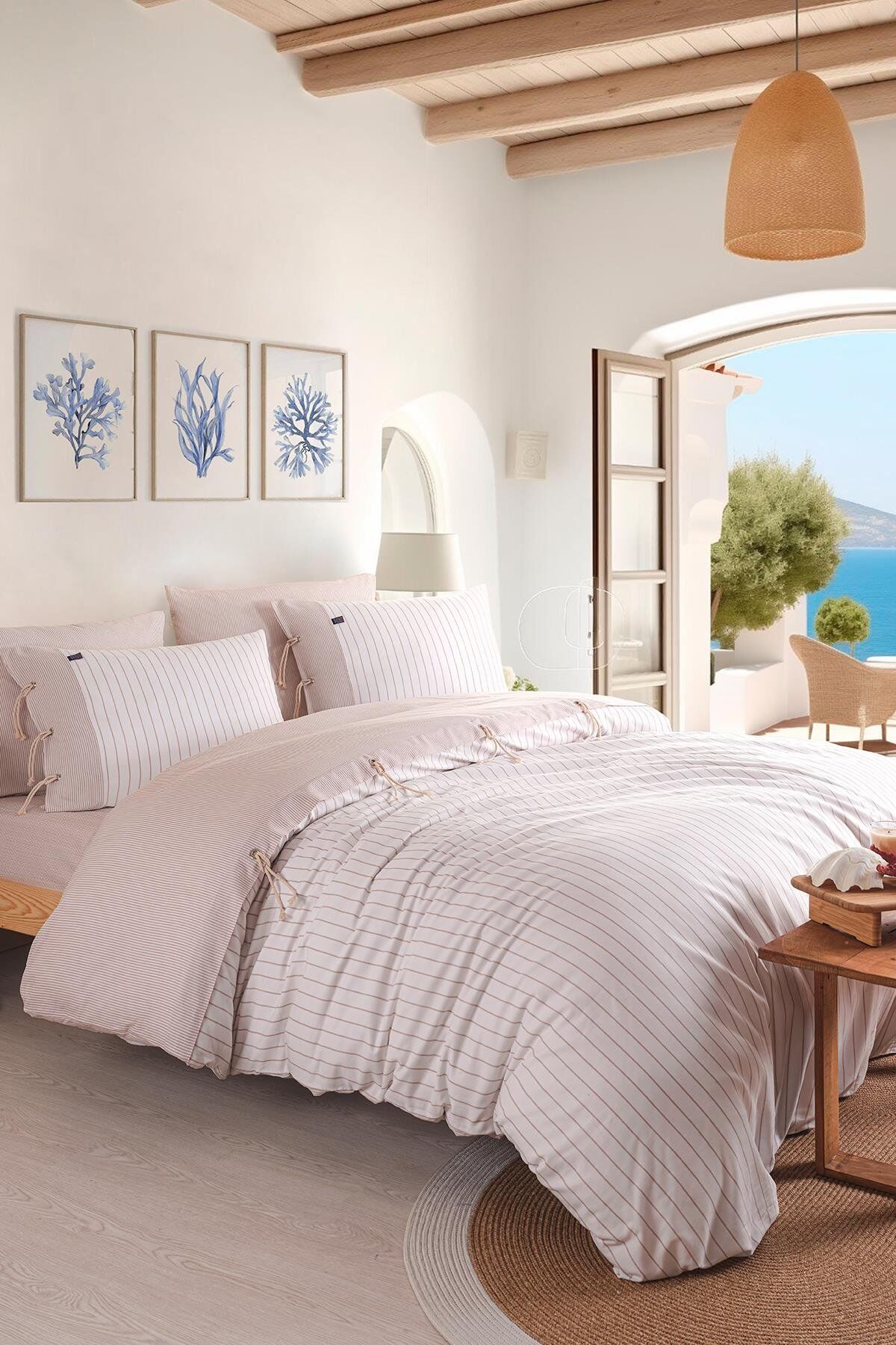 CRUİSE ÇİFT KİŞİLİK İPLİĞİ BOYALI NEVRESİM TAKIMI - BEJ