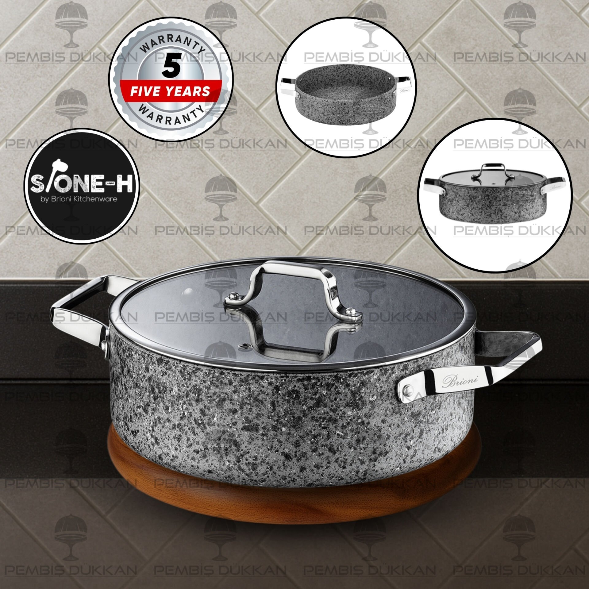 BRİONİ STONE-H 32 CM BASIK TENCERE