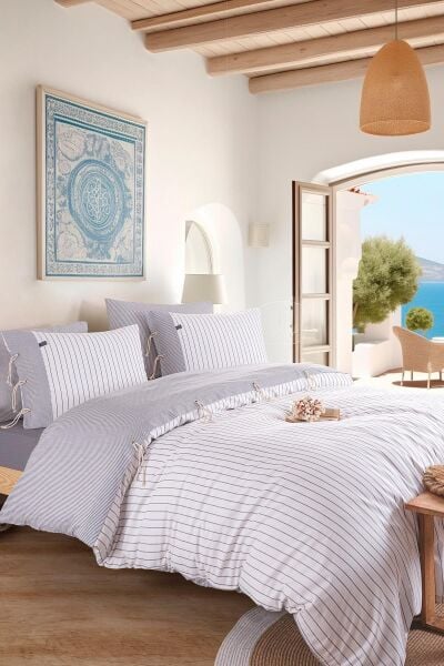 CRUİSE ÇİFT KİŞİLİK İPLİĞİ BOYALI NEVRESİM TAKIMI - İNDİGO