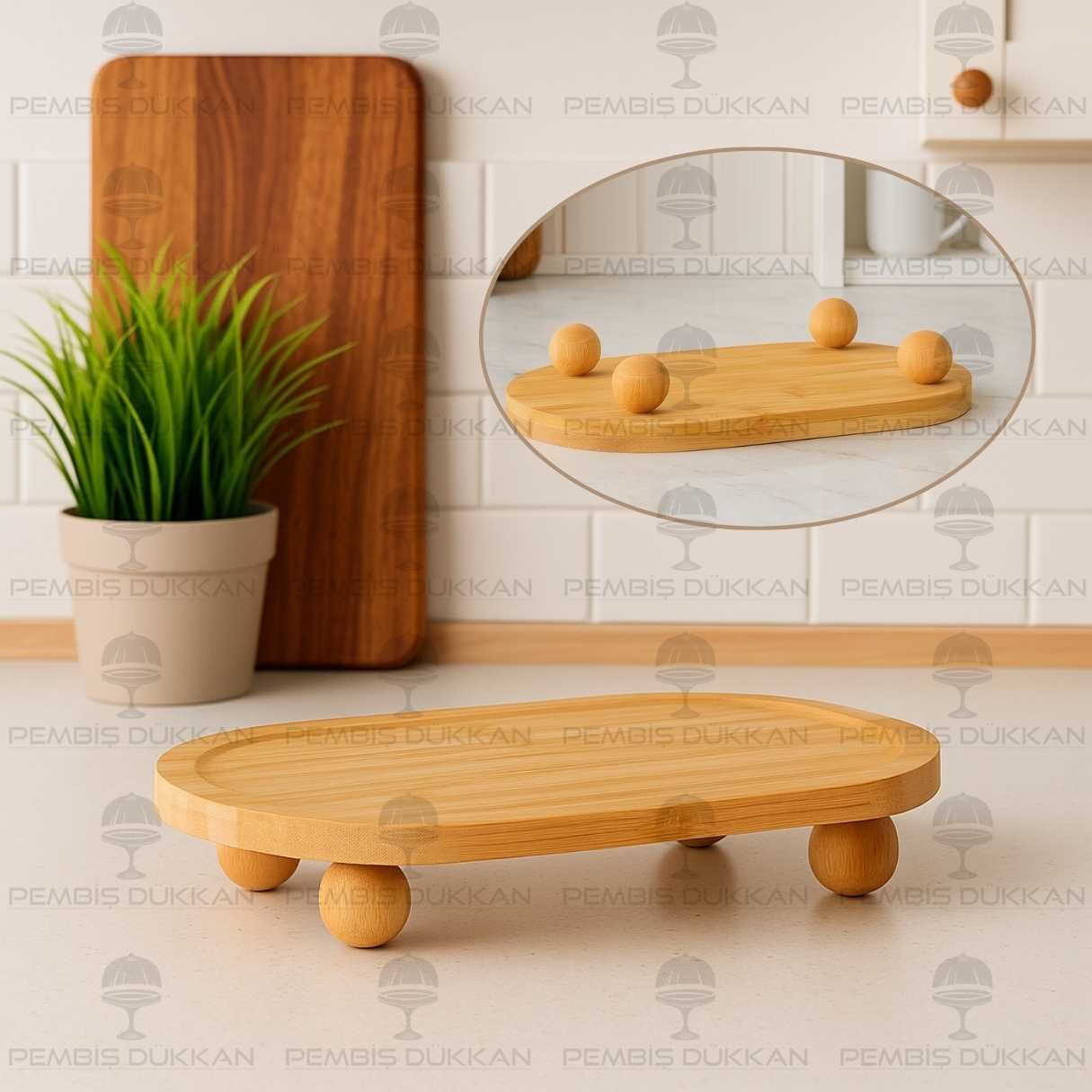 MN BAMBU OVAL TOP AYAKLI SUNUMLUK&YAĞDANLIK ALTLIĞI (1094)