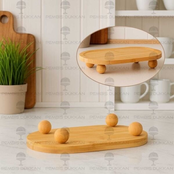 BAMBU OVAL TOP AYAKLI STAND & YAĞDANLIK ALTLIĞI (1094)