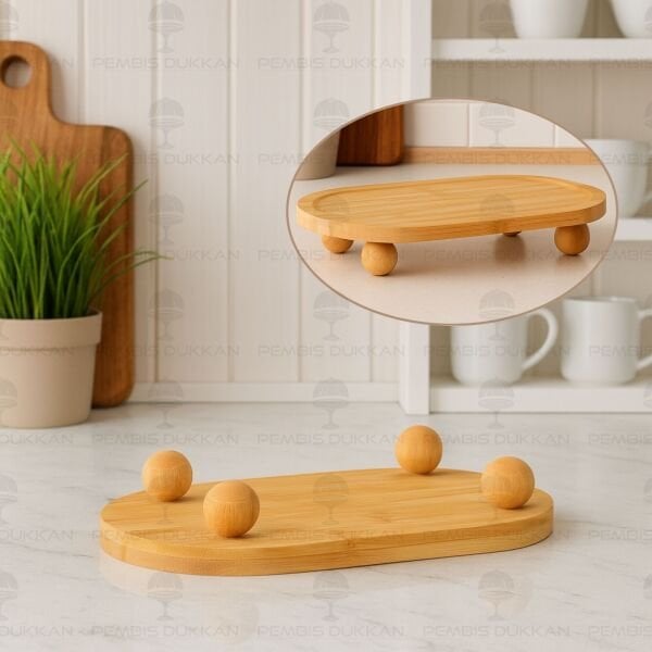 BAMBU OVAL TOP AYAKLI STAND & YAĞDANLIK ALTLIĞI (1094)