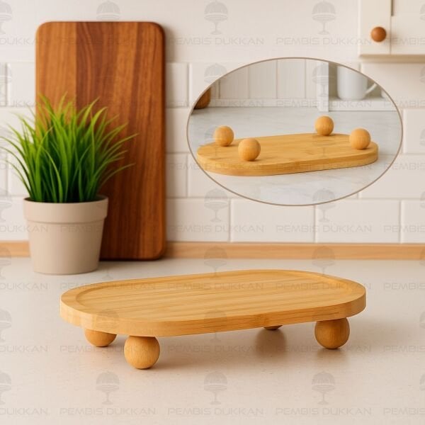 BAMBU OVAL TOP AYAKLI STAND & YAĞDANLIK ALTLIĞI (1094)