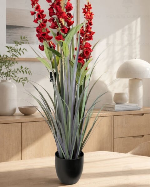 120cm Kırmızı Glayöl Yapay Çiçek