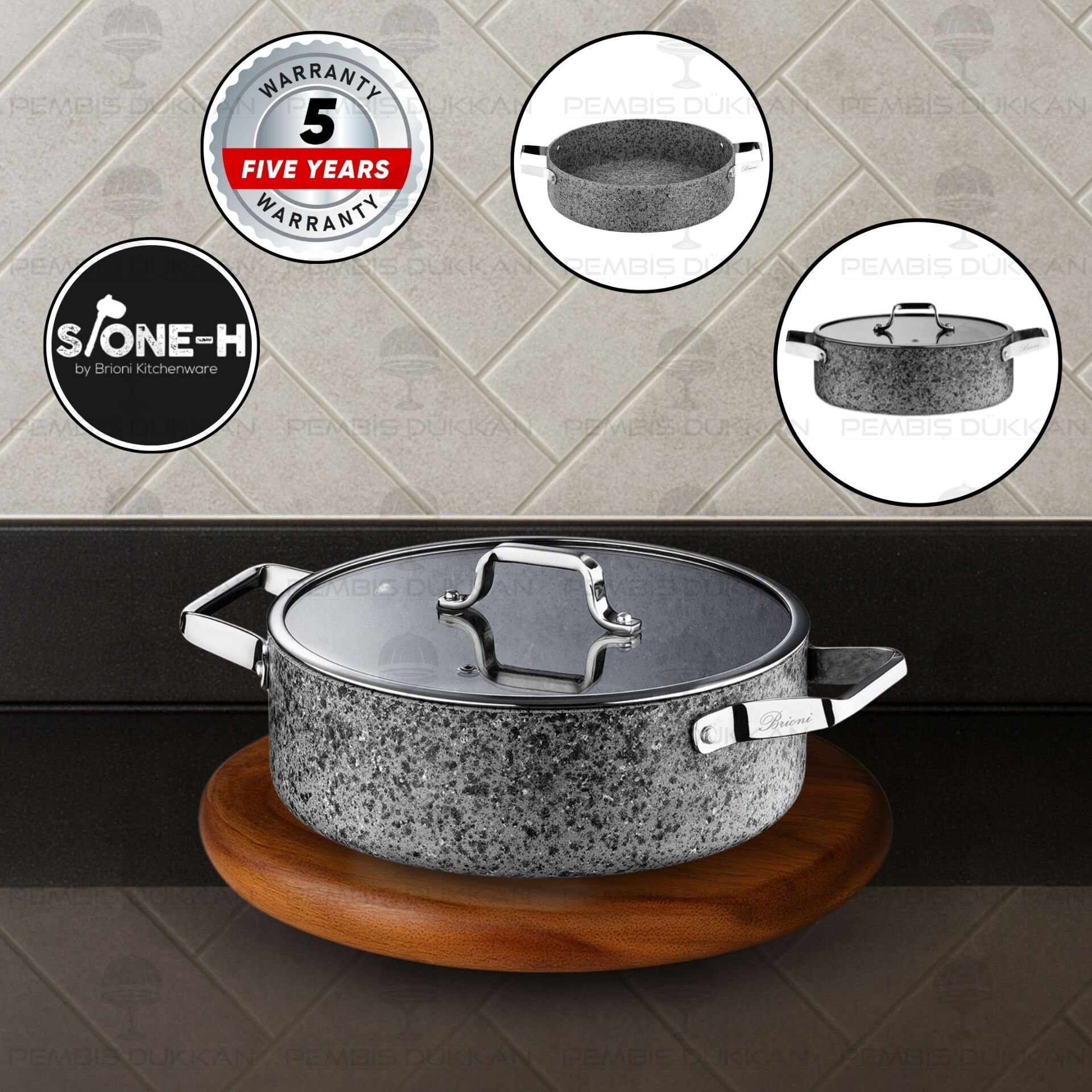 BRİONİ STONE-H 26 CM BASIK TENCERE