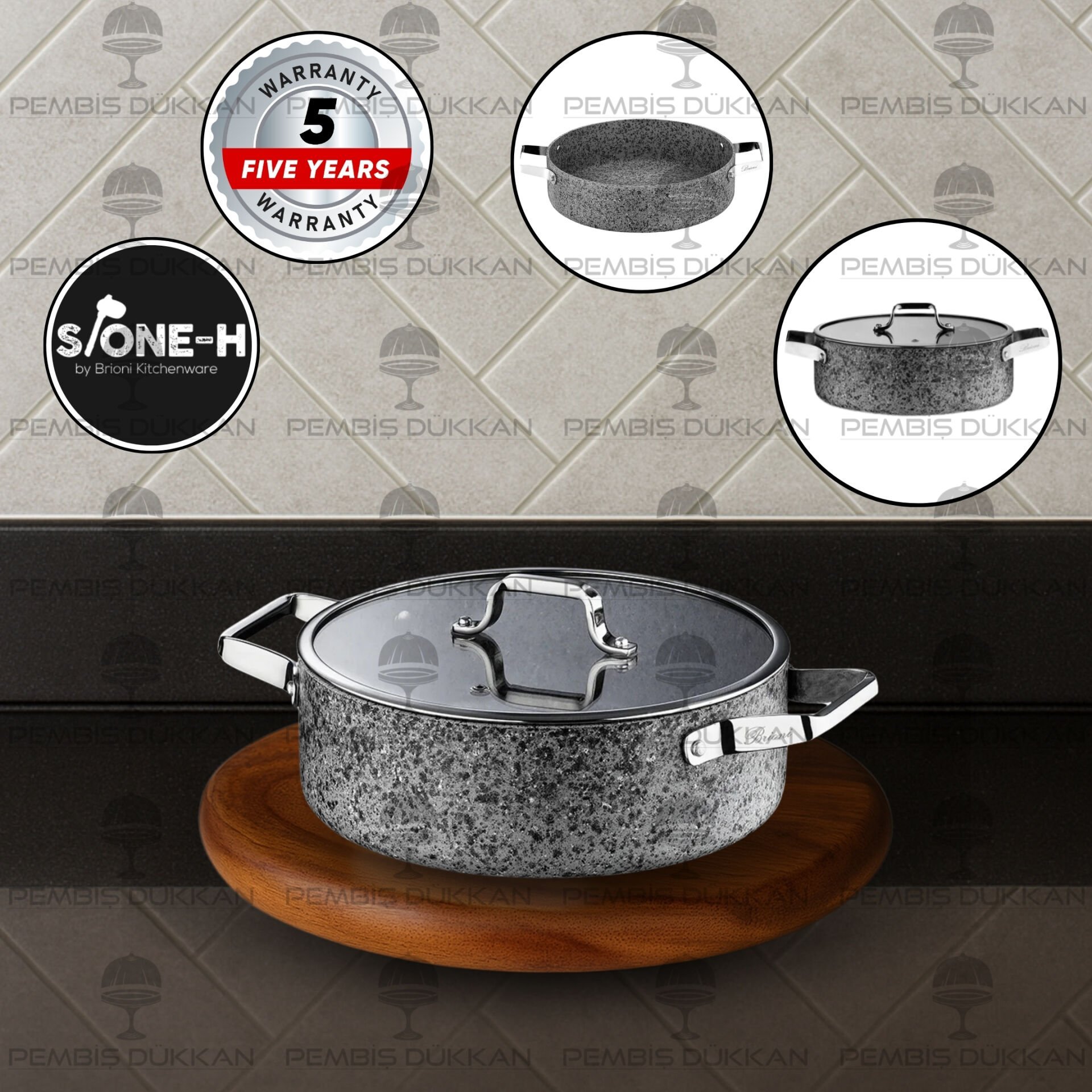 BRİONİ STONE-H 24 CM BASIK TENCERE