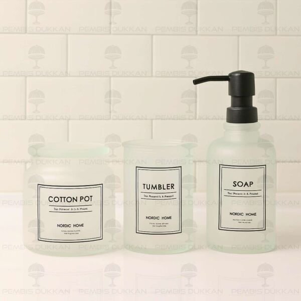 3LÜ BUZLU CAM, BANYO SABUNLUK SET (Q07)