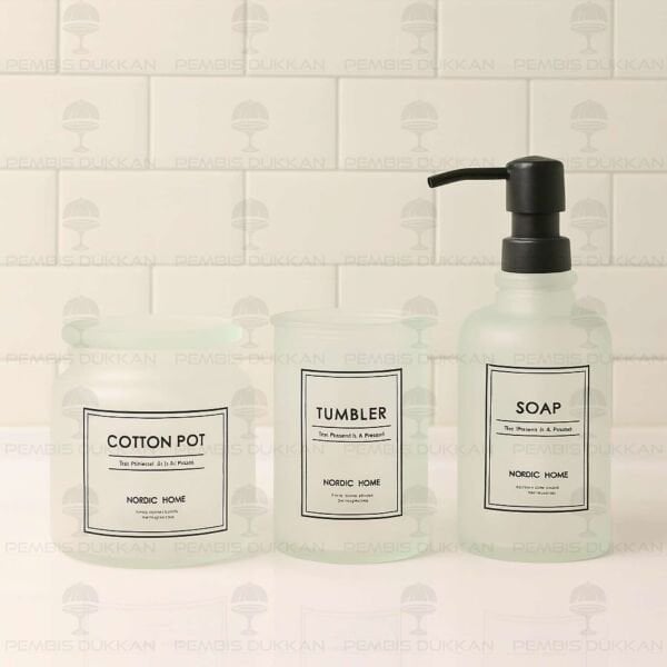 3LÜ BUZLU CAM, BANYO SABUNLUK SET (Q07)